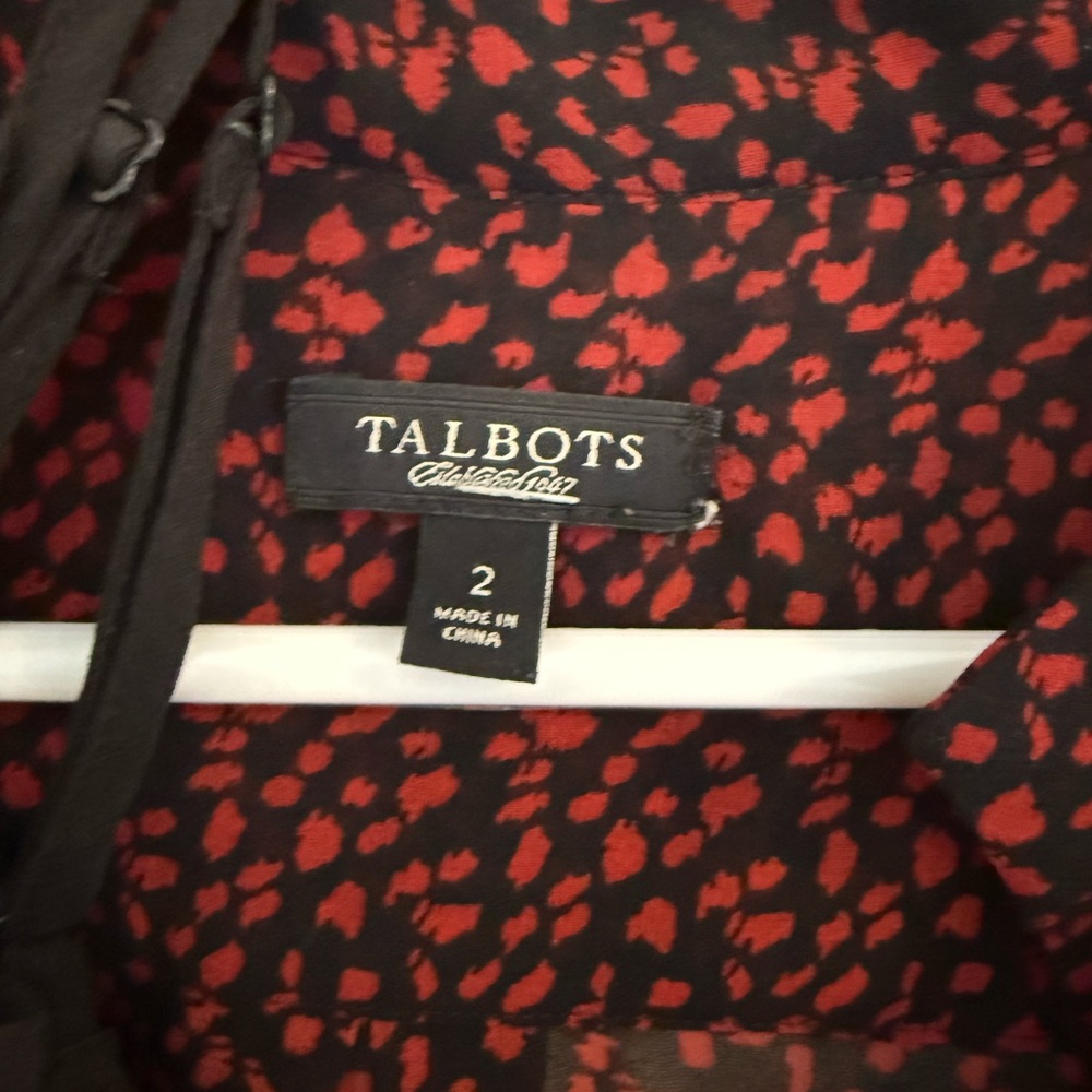 Talbots Red and Black Patterned Blouse - Picture 2 of 2